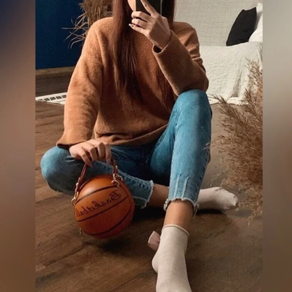 New Vegan Leather Mini Basketball Purse ~ Clutch Crossbody Basketball Bag - Picture 2 of 16